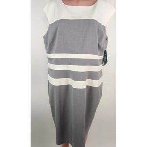 Lauren Ralph Lauren Classic Gray and White Sheath Dress Size 18‎